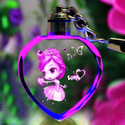 Llavero de Cristal K9 con LED Intermitente - Marco de Fotos Personalizado para Familia - Regalo Recuerdo de Vidrio