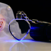 Llavero de Cristal K9 con LED Intermitente - Marco de Fotos Personalizado para Familia - Regalo Recuerdo de Vidrio