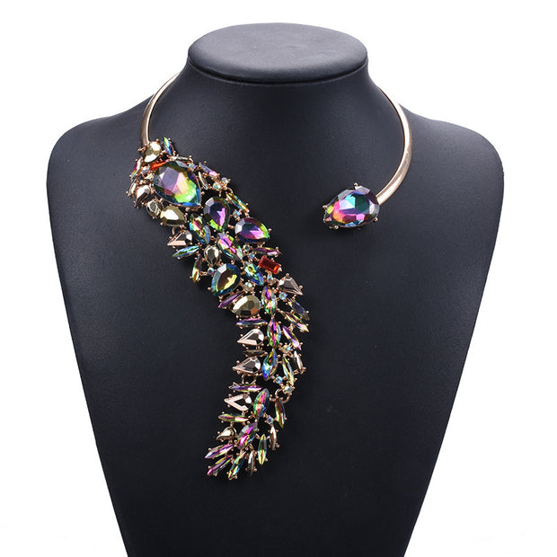 Collar Choker de Strass Multicolor - Gargantilla de Cristales Tendencia - Joyería Fina para Mujer