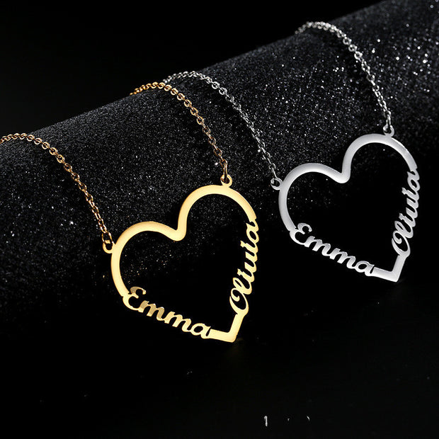 Collar Choker Personalizado con Nombre y Corazón - Acero Inoxidable Dorado - Joyería con Letras para Mujer