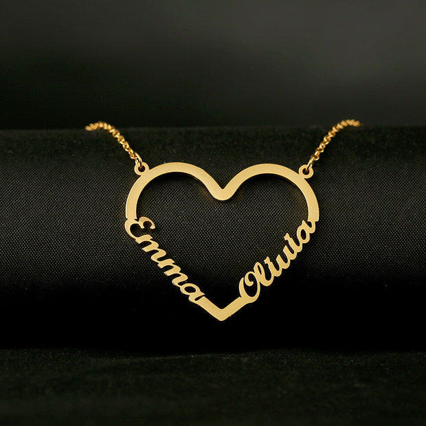 Collar Choker Personalizado con Nombre y Corazón - Acero Inoxidable Dorado - Joyería con Letras para Mujer