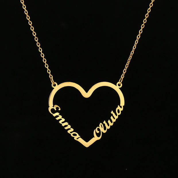 Collar Choker Personalizado con Nombre y Corazón - Acero Inoxidable Dorado - Joyería con Letras para Mujer