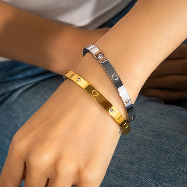 High-grade Titanium Steel Bracelet Gold-plated Diamond Stainless Steel Bracelet Women