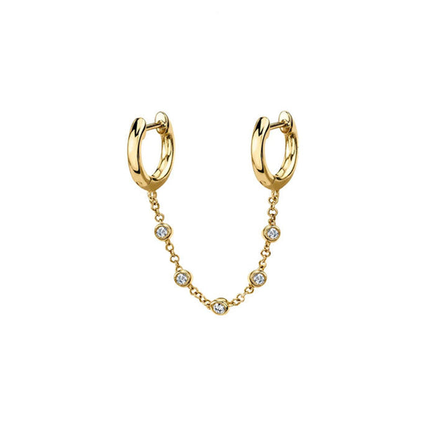 Pendiente cadena 2 agujeros oro - Joyas-Para-Mujer.com