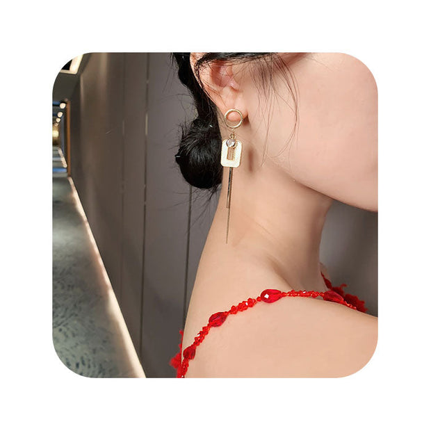 Pendiente asimétrico cadena - Joyas-Para-Mujer.com