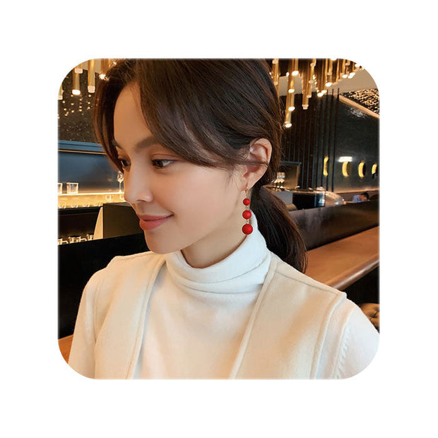 Pendiente cadena roja - Joyas-Para-Mujer.com