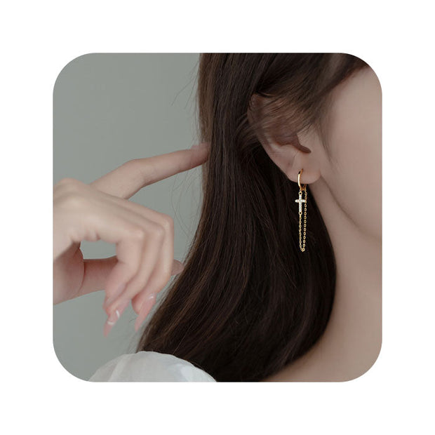 Pendiente cadena cruz - Joyas-Para-Mujer.com