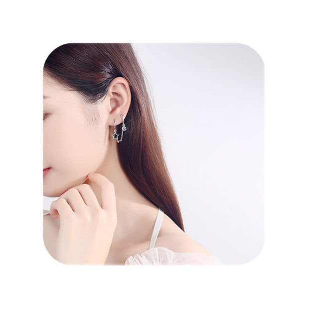 Pendiente cadena dos agujeros plata - Joyas-Para-Mujer.com