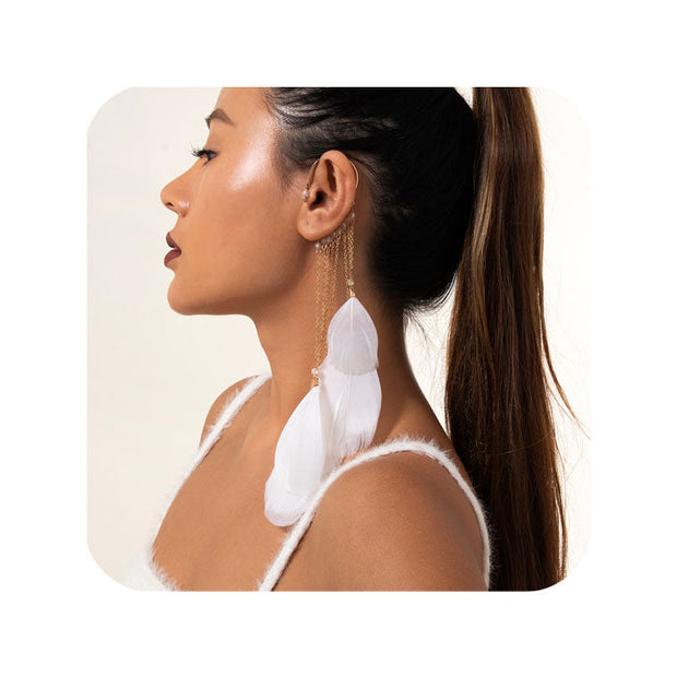 Pendiente pluma - Joyas-Para-Mujer.com