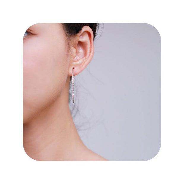 Pendiente cadena pasante plata - Joyas-Para-Mujer.com