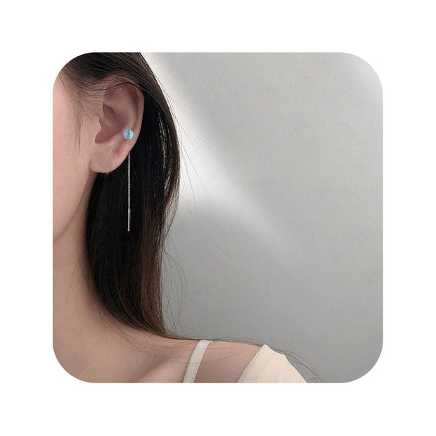 Pendiente cadena azul - Joyas-Para-Mujer.com