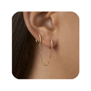 Pendiente doble agujero cadena colgante - Joyas-Para-Mujer.com