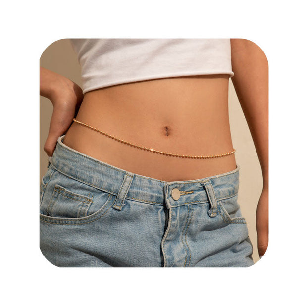 Cadena de vientre chapada en oro - Joyas-Para-Mujer.com