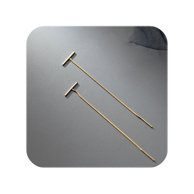 Pendiente cadena pasante oro - Joyas-Para-Mujer.com