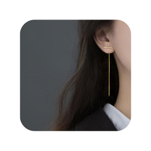 Pendiente cadena pasante oro - Joyas-Para-Mujer.com